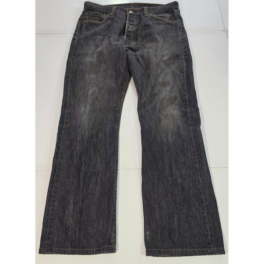Levis 501 Original Fit Jeans Mens 35x32 Made in USA Faded Black Gravel Denim